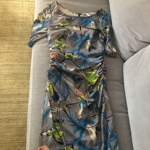 Tracy Reese tropical  print stretch silk dress 8